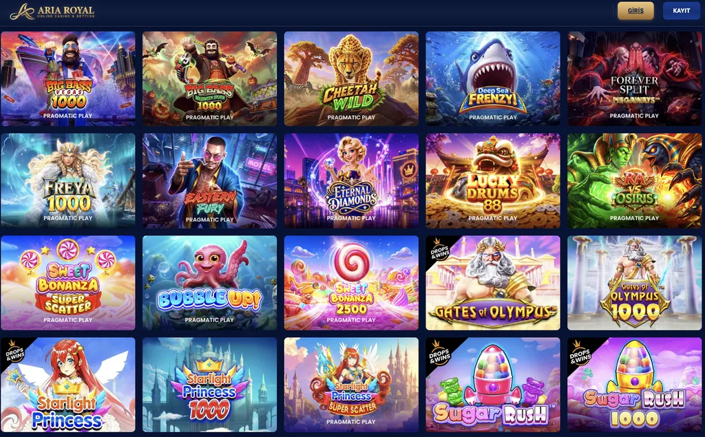 Ariaroyal  Slot ve Canlı Casino Oyunları